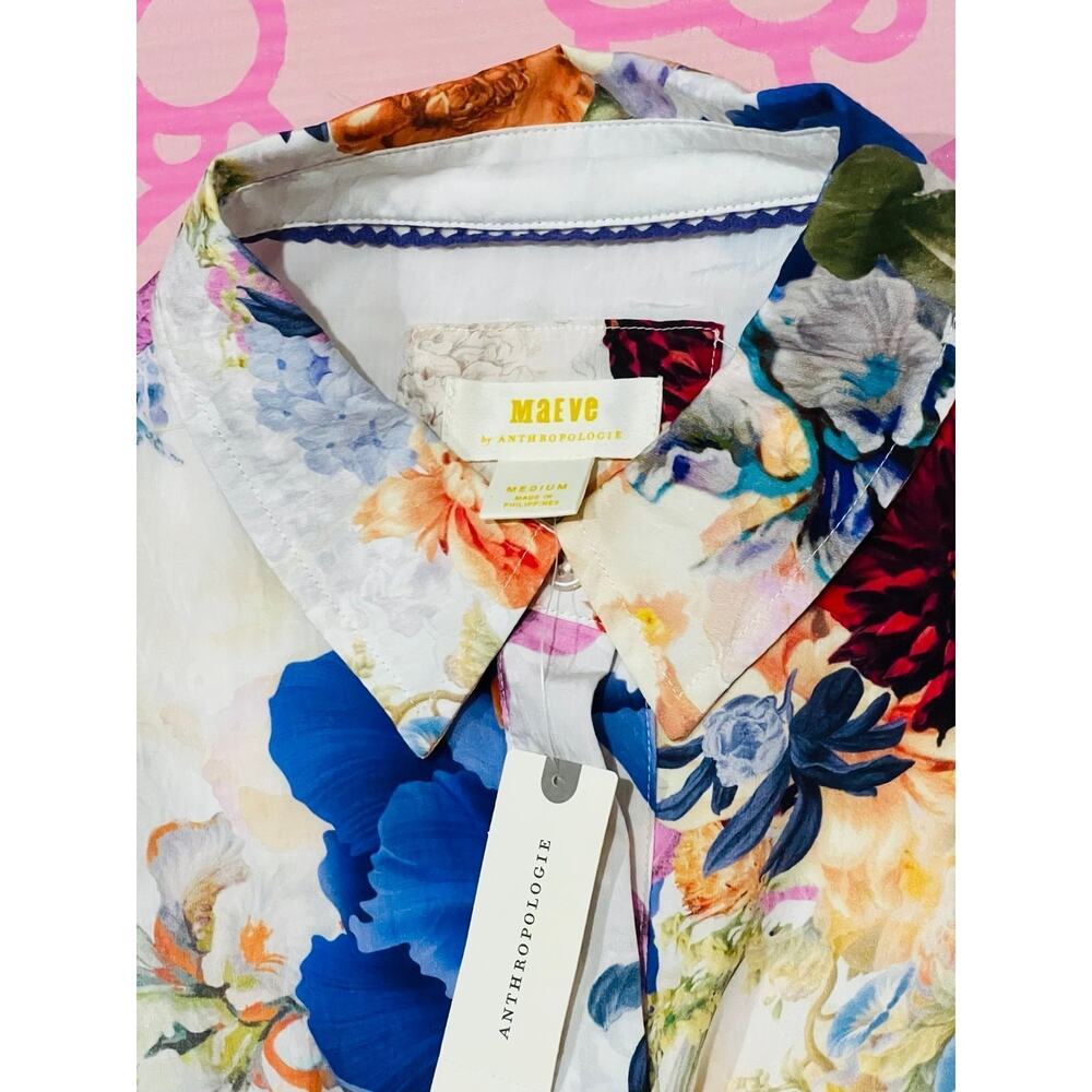 NWT❤️Anthro Maeve Floral High-Low Shirt Dress szM - Picture 8 of 11
